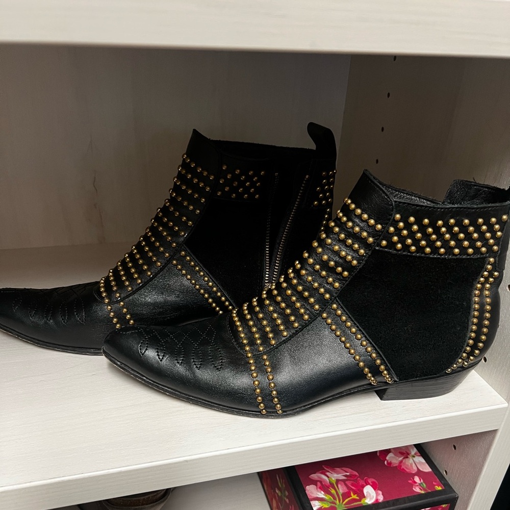 Anine Bing Studded Black Ankle Boots